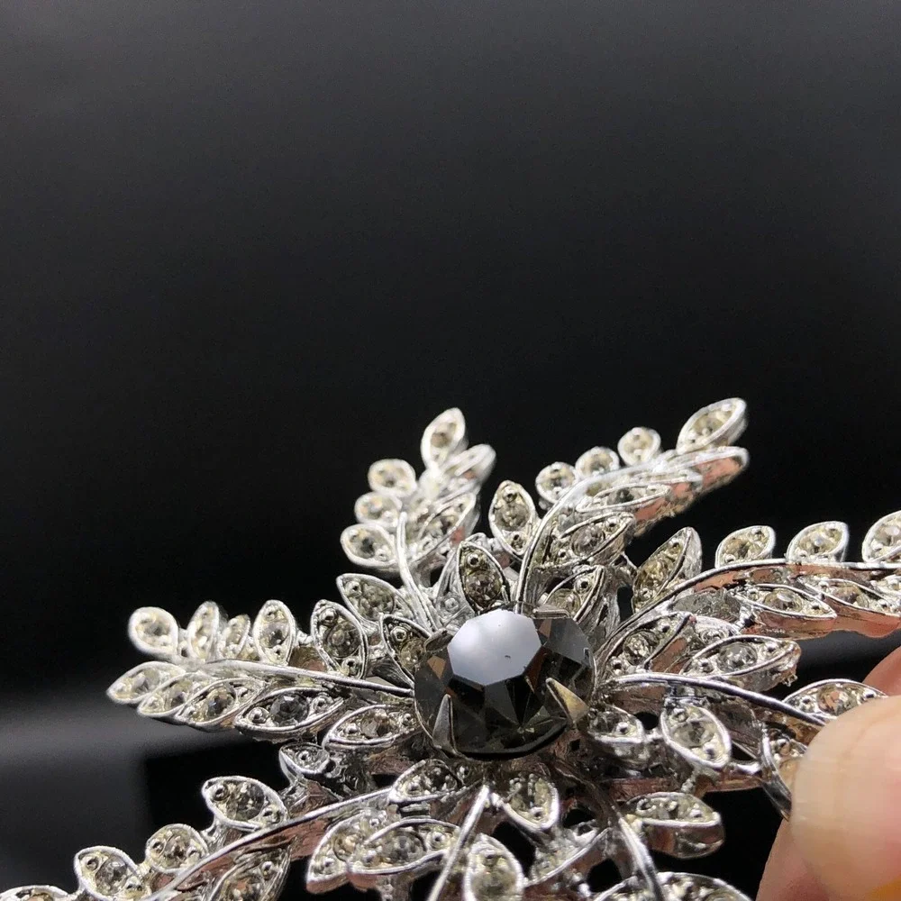 Vtg Sarah Coventry Brooch Earrings 1963 Evening Snowflake Rhinestone Demi Parure